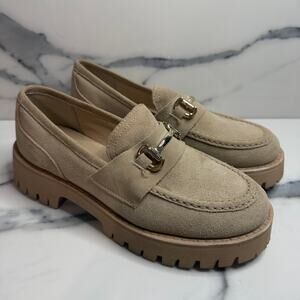 Steve Madden Women's Tan Suede Lando Loafer Sz 8 Lug Sole Chucky y2k